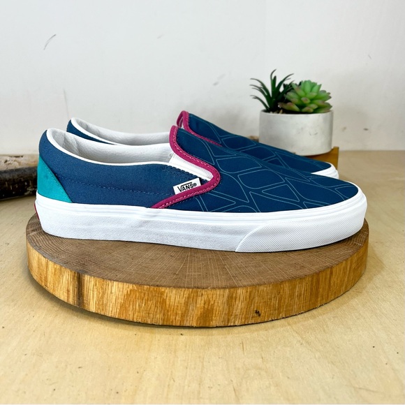 *Vans | Multi Color Blue Print Classic Slip-On Sneaker SN 721454 Size 8.5M/10L - Picture 5 of 16